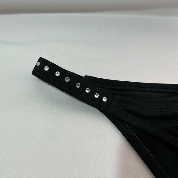 Aqua Swim Black Bikini Bottom Rhinestone Trimmed Lg New - Picture 8 of 8